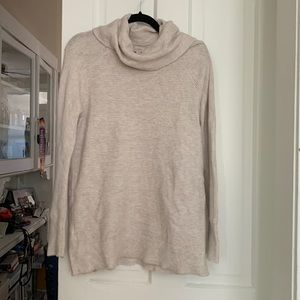 Loft long ribbed sweater with large cowl neck in cream. Size small.